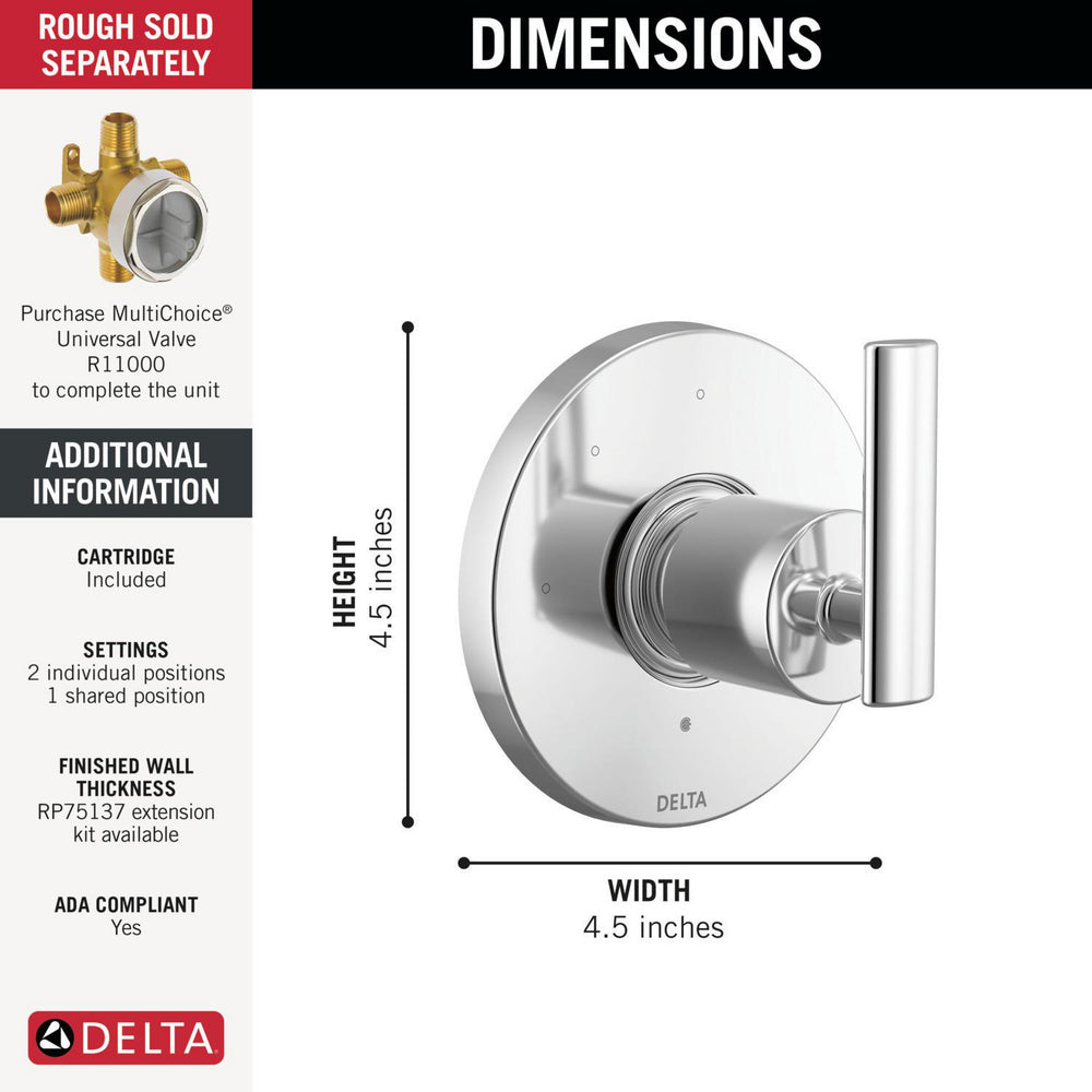 Delta Altado 3-Setting 2-Port Diverter Trim - T11842