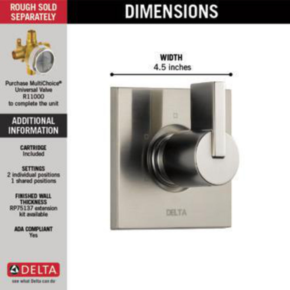 Delta Vero 3-Setting 2-Port Diverter Trim - T11853