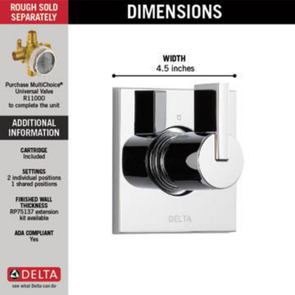 Delta Vero 3-Setting 2-Port Diverter Trim - T11853