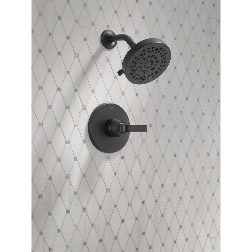 Delta T14262 Lineax Monitor shower trim Matte Black - in context