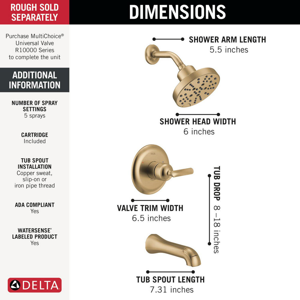 Delta T14445 Bonacci 14 Series Tub & Shower Trim