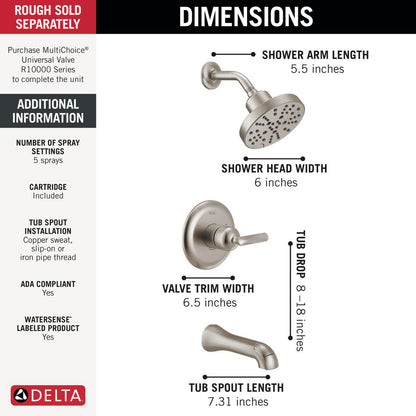 Delta T14445 Bonacci 14 Series Tub & Shower Trim