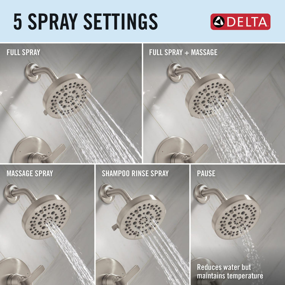Delta T14462 Stainless spray settings infographic