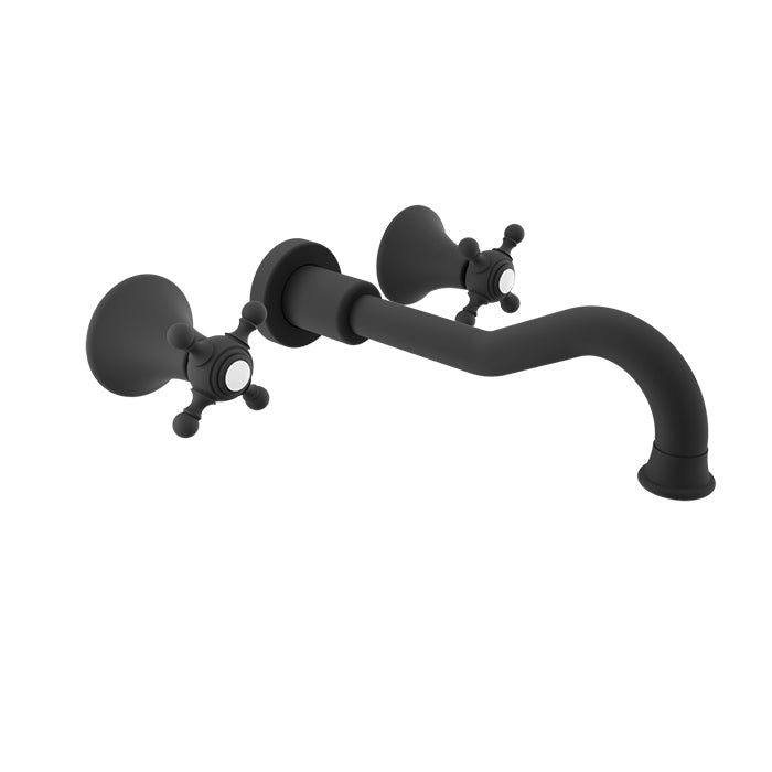Baril Nautica B16 Two Handles Wall-Mounted Lavatory Faucet Trim, Drain Not Included - Matte Black