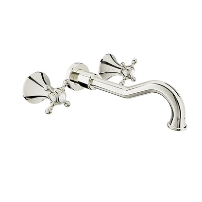 Baril Nautica B16 Two Handles Wall-Mounted Lavatory Faucet Trim, Drain Not Included - Polished Nickel