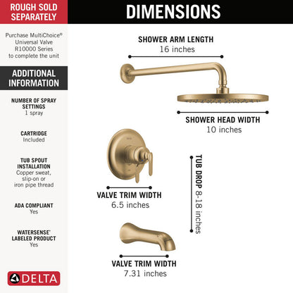 Delta T17445 Bonacci 17 Series Tub Shower Trim