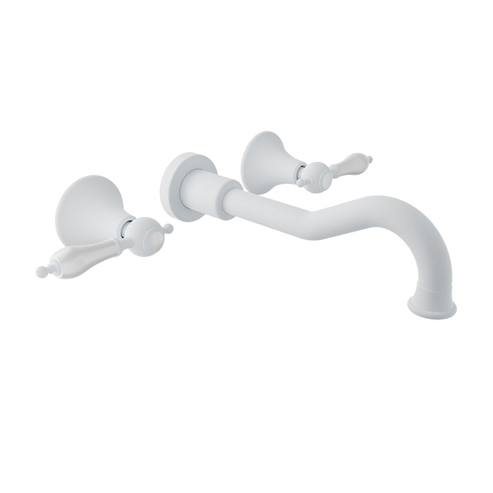 Baril Ralph B18 Two Handles Wall-Mounted Lavatory Faucet Trim, Drain Not Included - White