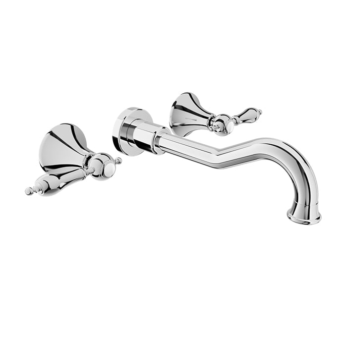 Baril Ralph B18 Two Handles Wall-Mounted Lavatory Faucet Trim, Drain Not Included - Polished Chrome