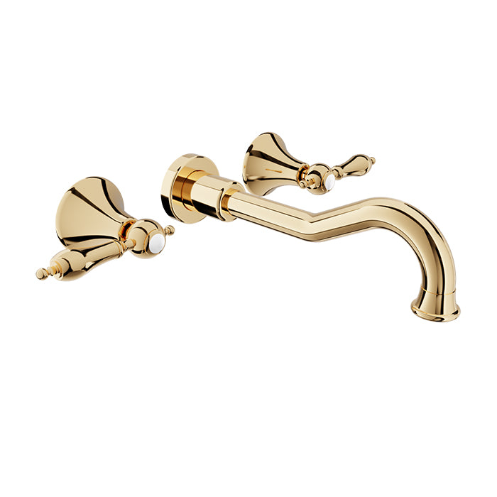 Baril Ralph B18 Two Handles Wall-Mounted Lavatory Faucet Trim, Drain Not Included - Gold