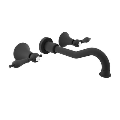 Baril Ralph B18 Two Handles Wall-Mounted Lavatory Faucet Trim, Drain Not Included - Matte Black