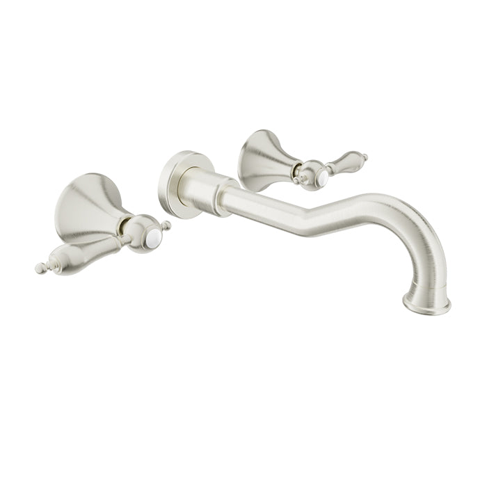 Baril Ralph B18 Two Handles Wall-Mounted Lavatory Faucet Trim, Drain Not Included - Brushed Nickel