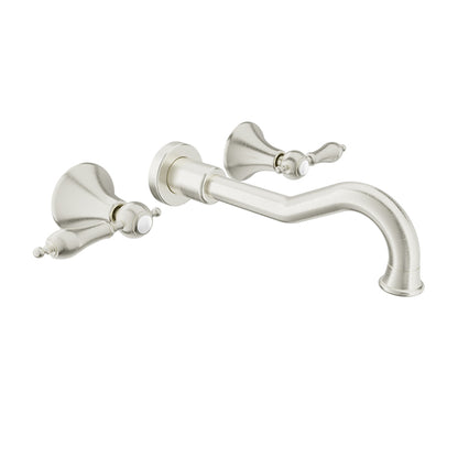 Baril Ralph B18 Two Handles Wall-Mounted Lavatory Faucet Trim, Drain Not Included - Brushed Nickel