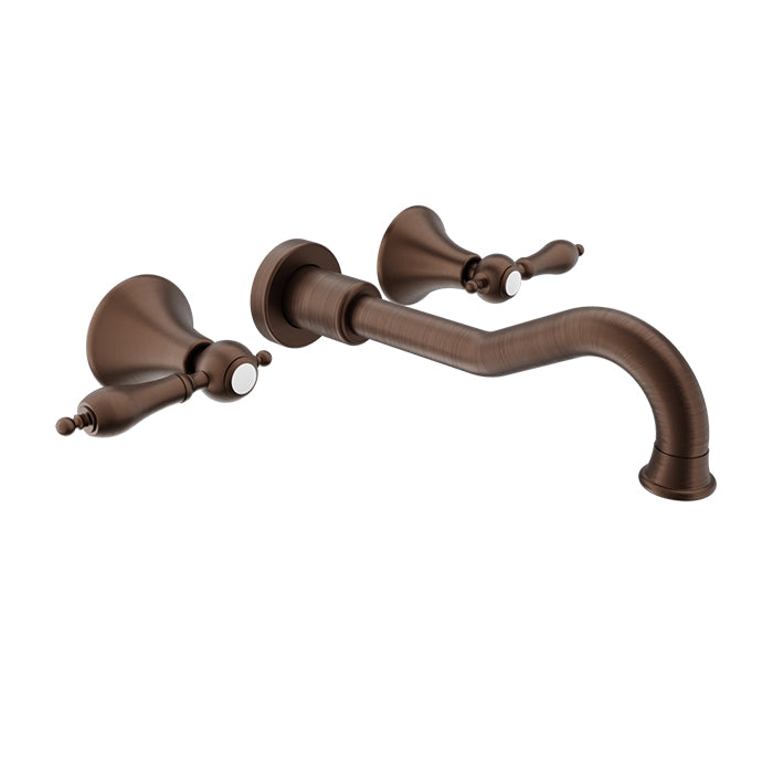 Baril Ralph B18 Two Handles Wall-Mounted Lavatory Faucet Trim, Drain Not Included - Venetian Bronze
