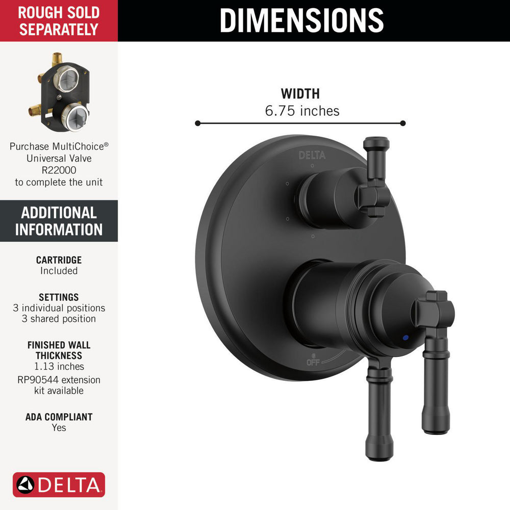 Delta T27T984 Broderick 17T Series 6-Setting Integrated Diverter Trim