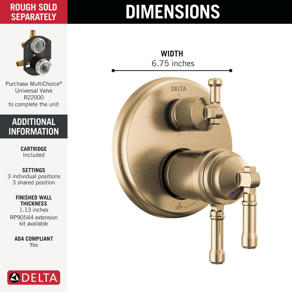 Delta T27T984 Broderick 17T Series 6-Setting Integrated Diverter Trim
