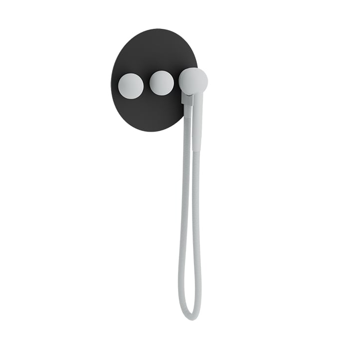 Baril Marie B35 Thermostatic 2-Way Diverter Valve Trim T35-9320-00 - Matte Black plate, Mist handles, Mist hand shower