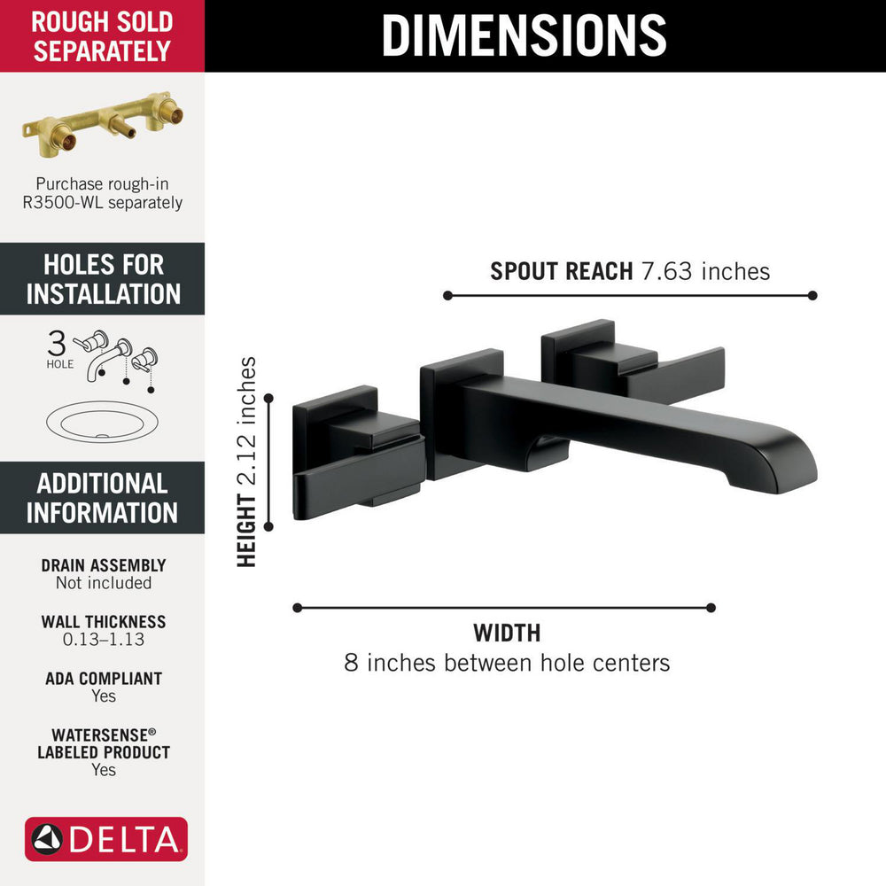 Delta T3567LF Ara Wall-Mount Bathroom Faucet Trim