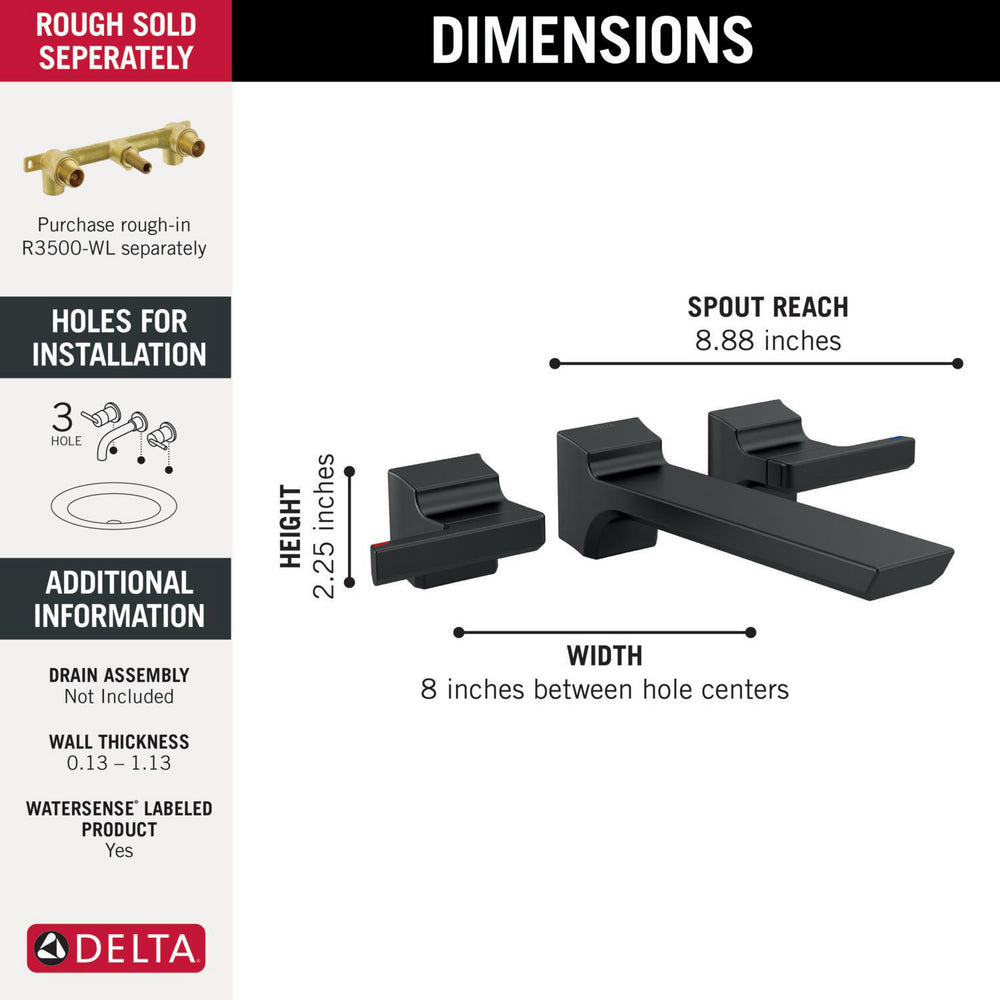 Delta T3599LF Matte Black specifications