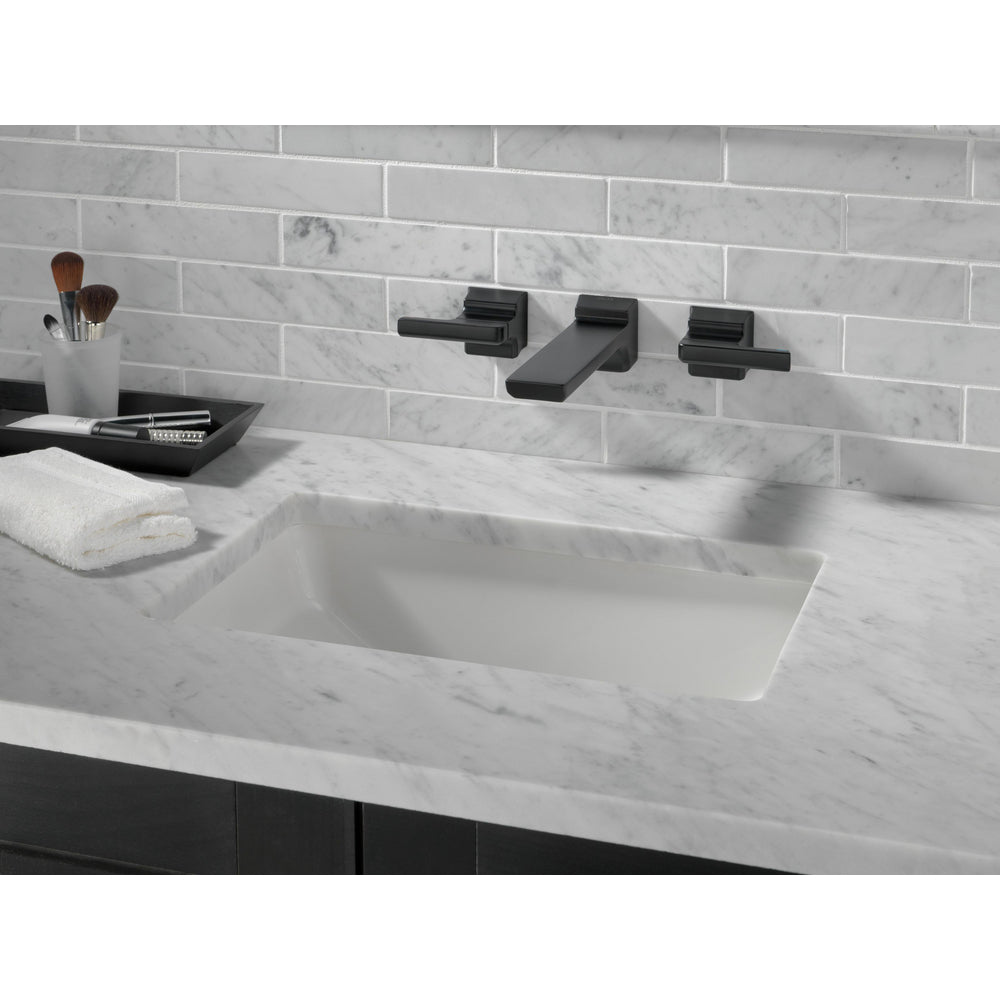 Delta T3599LF Matte Black wall-mount trim