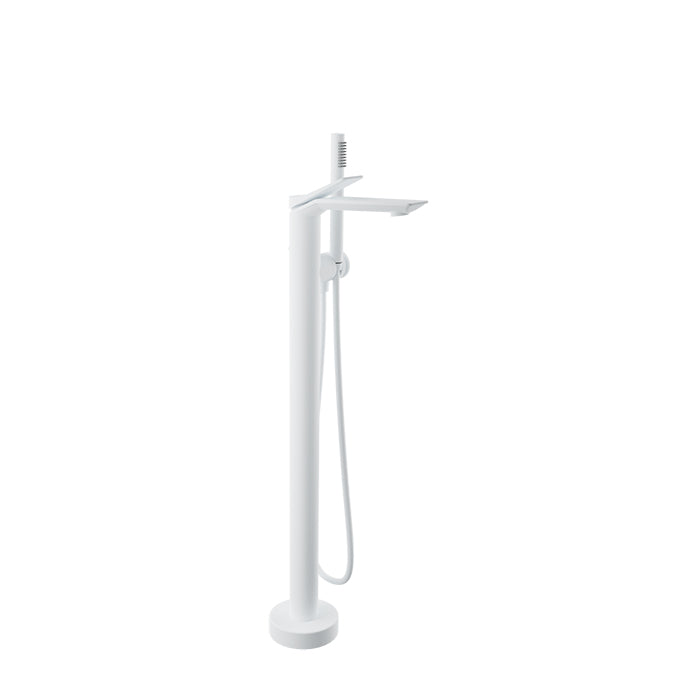 Baril Profile B46 Floor-Mounted Tub Filler With Hand Shower Trim - White