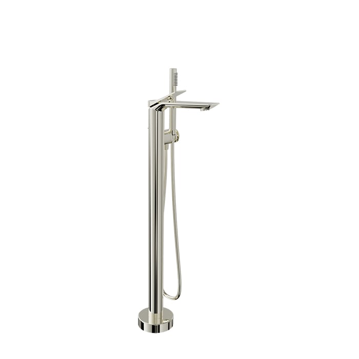 Baril Profile B46 Floor-Mounted Tub Filler With Hand Shower Trim - Polished Nickel