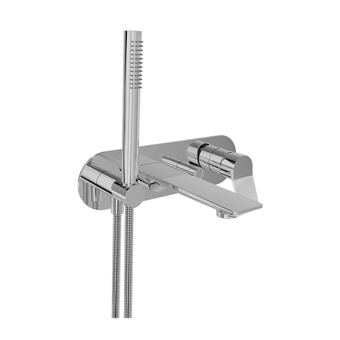 Baril Profile B46 Wall-Mounted Tub Faucet With Hand Shower Trim - Polished Chrome