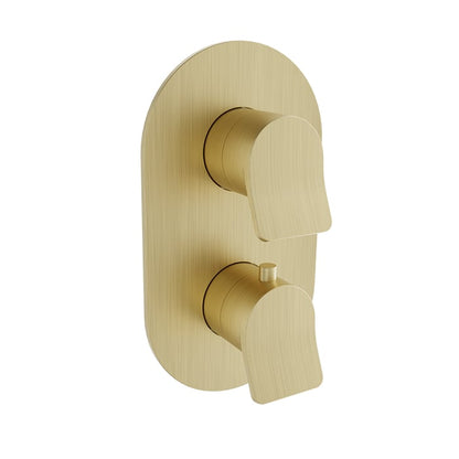 Baril Profile B46 Thermostatic Pressure-Balanced Shower Control Valve Trim With 2-Way Diverter - Satin Brass