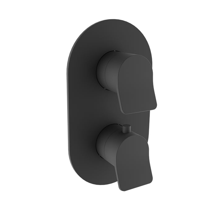 Baril Profile B46 Thermostatic Pressure-Balanced Shower Control Valve Trim With 3-Way Diverter - Matte Black