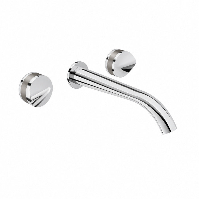 Baril Flora B47 two-handle wall-mounted lavatory faucet trim in Polished Chrome with Matte Silver accents — T47-8041-00L