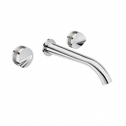 Baril Flora B47 two-handle wall-mounted lavatory faucet trim in Polished Chrome with Matte Silver accents — T47-8041-00L