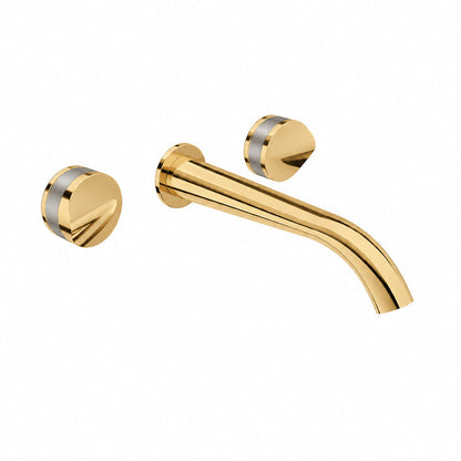 Baril Flora B47 two-handle wall-mounted lavatory faucet trim in Gold with Matte Silver accents — T47-8041-00L