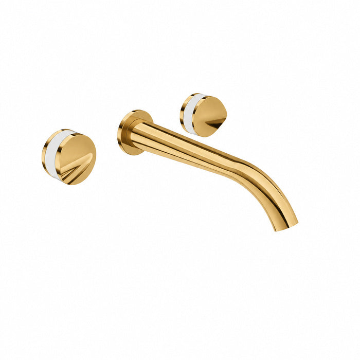 Baril Flora B47 two-handle wall-mounted lavatory faucet trim in Gold with White accents — T47-8041-00L