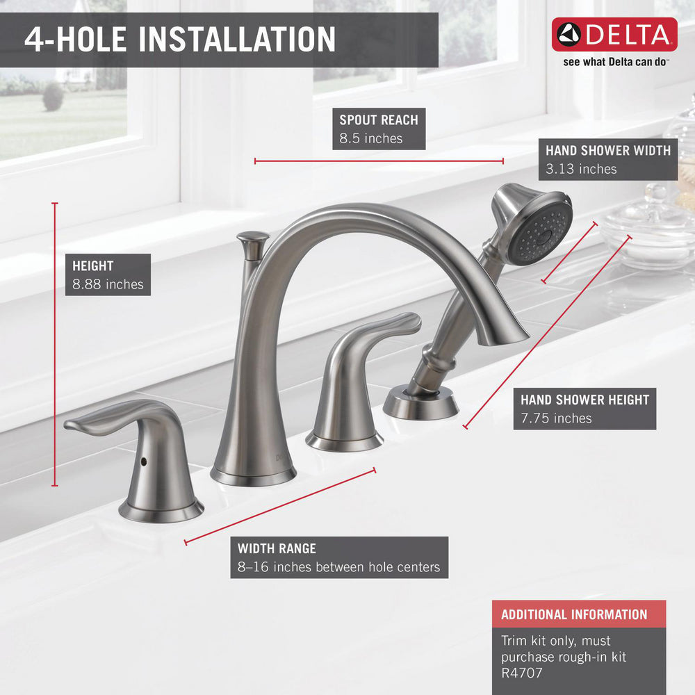 Delta Lahara Roman Tub Faucet with Handshower Trim - T4738