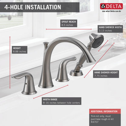 Delta Lahara Roman Tub Faucet with Handshower Trim - T4738