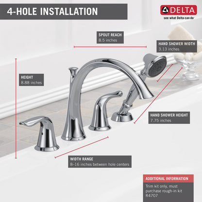 Delta Lahara Roman Tub Faucet with Handshower Trim - T4738