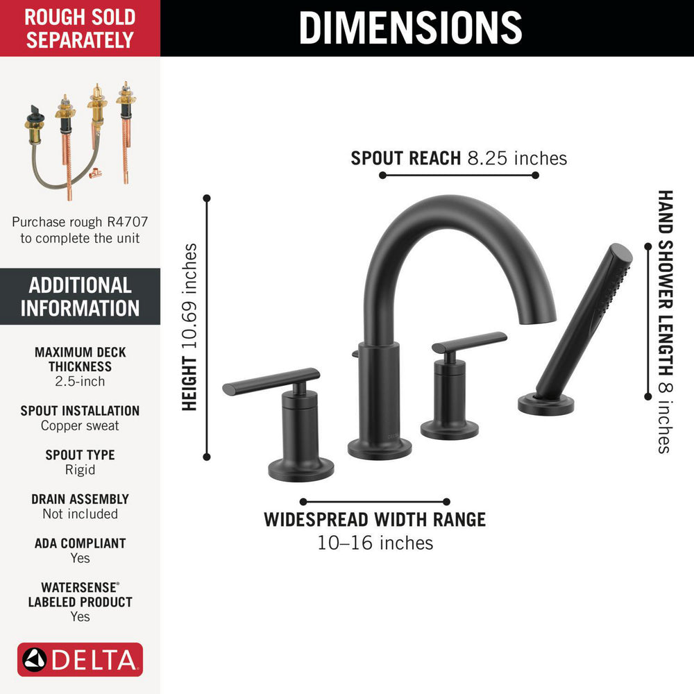 Delta Altado Roman Tub Trim with Hand Shower - T4742