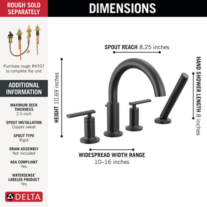 Delta Altado Roman Tub Trim with Hand Shower - T4742