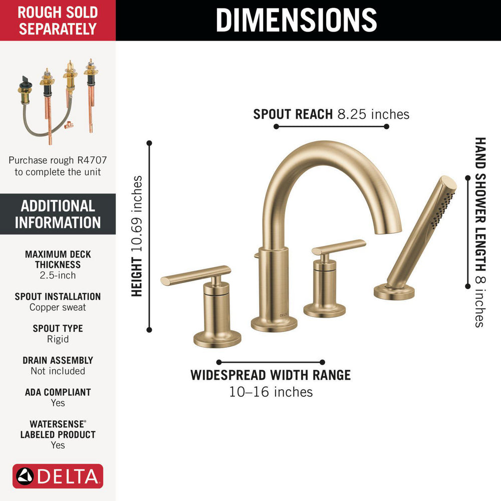 Delta Altado Roman Tub Trim with Hand Shower - T4742