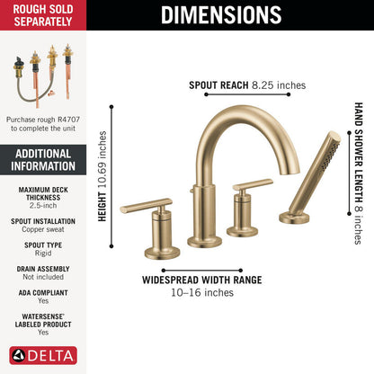 Delta Altado Roman Tub Trim with Hand Shower - T4742