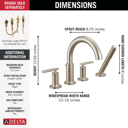 Delta Altado Roman Tub Trim with Hand Shower - T4742