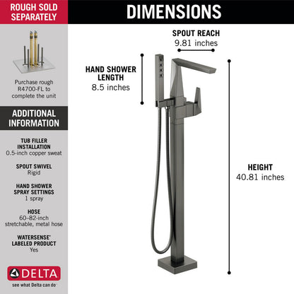Delta Trillian Single Handle Floor Mount Tub Filler Trim - T4743