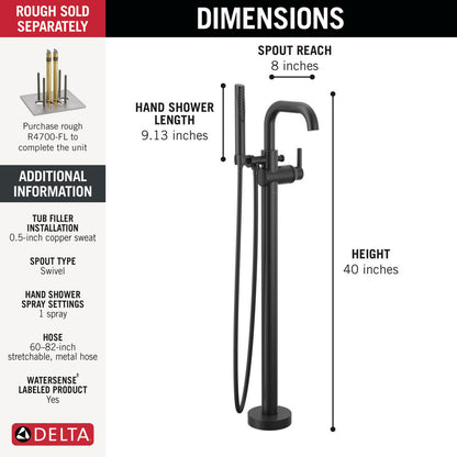 Delta Trinsic Floor Mount Tub Filler - T4754