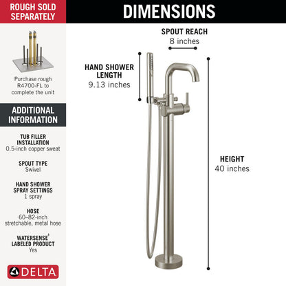 Delta Trinsic Floor Mount Tub Filler - T4754