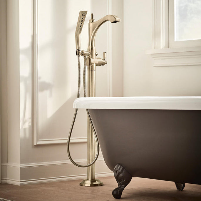 Delta Dorval Single Handle Floor Mount Tub Filler Trim - Less Handle - T4756