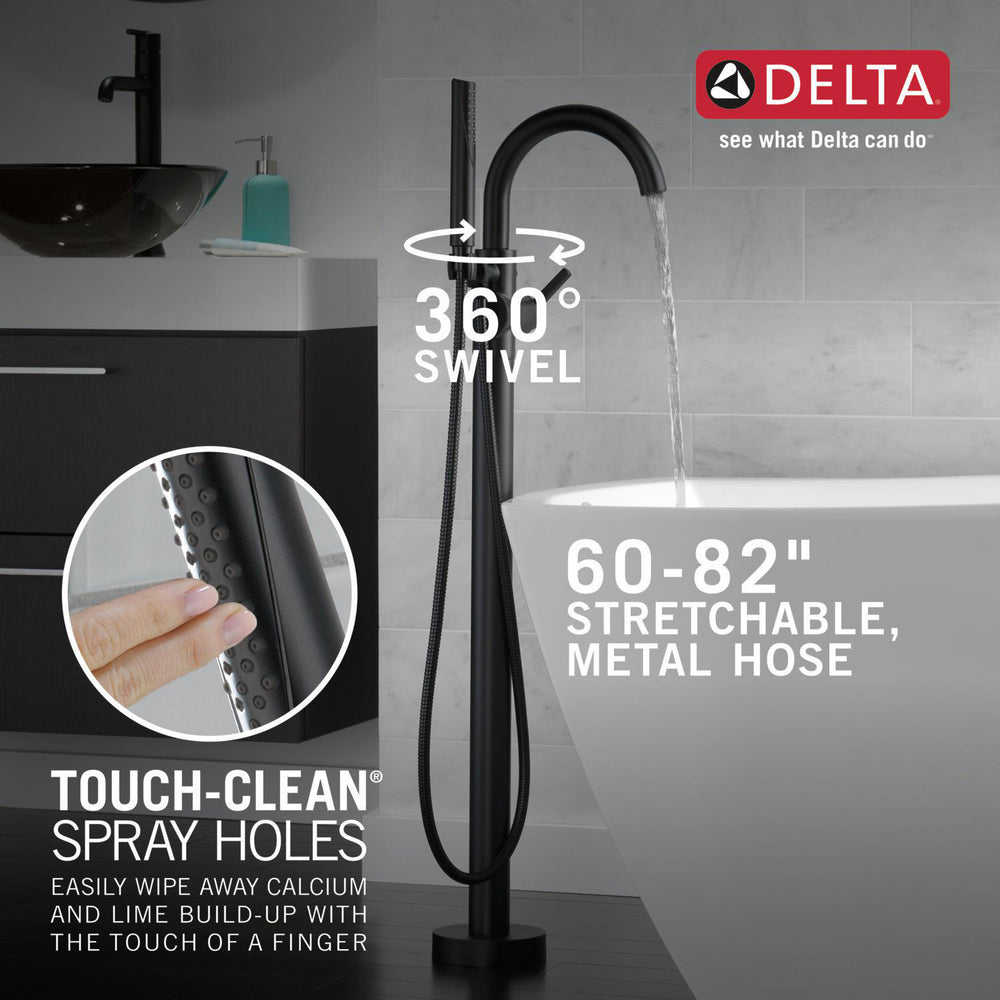 Delta Contemporary Floor Mount Tub Filler Trim with Hand Shower - T4759