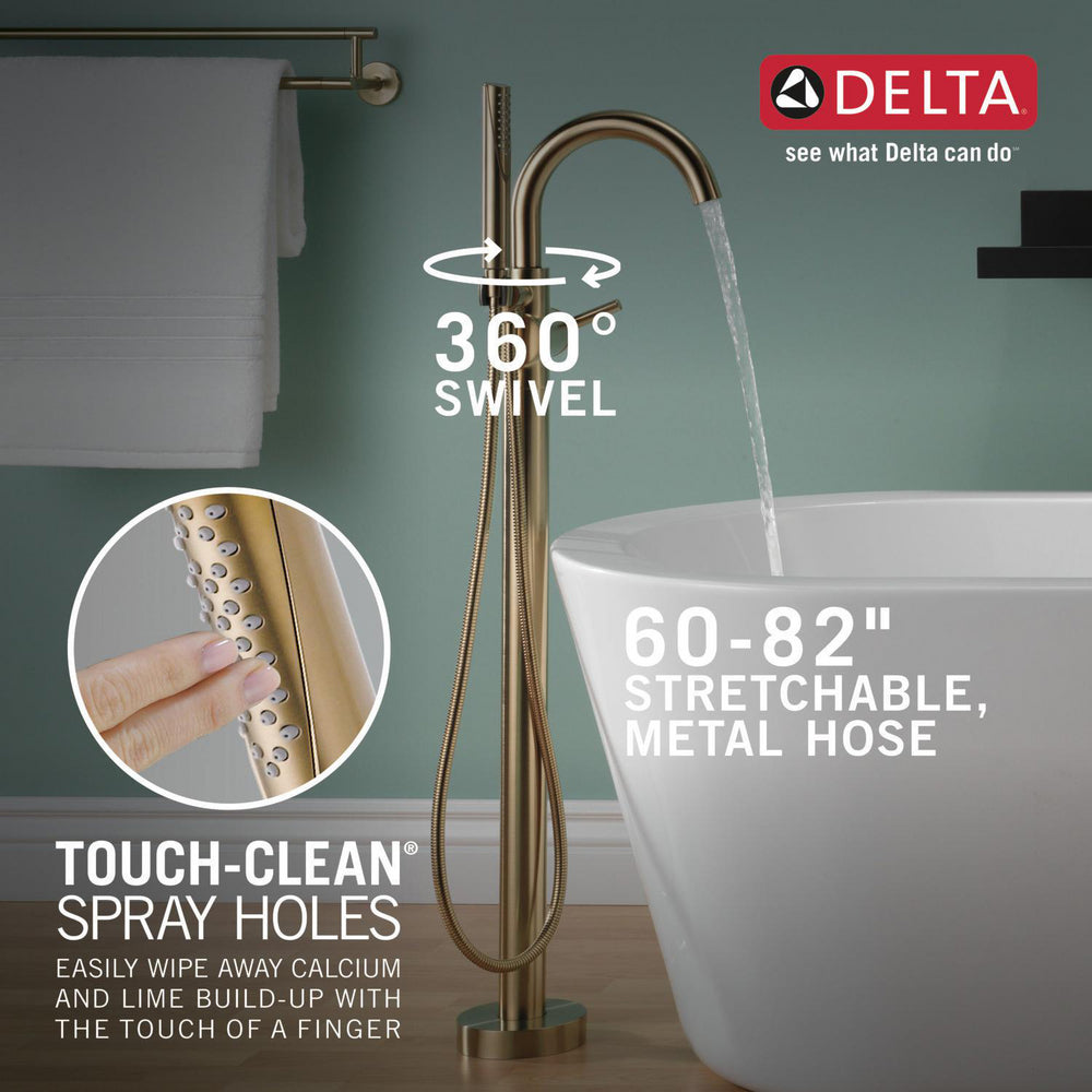Delta Contemporary Floor Mount Tub Filler Trim with Hand Shower - T4759