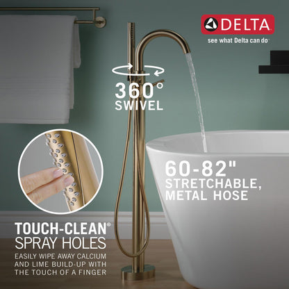 Delta Contemporary Floor Mount Tub Filler Trim with Hand Shower - T4759