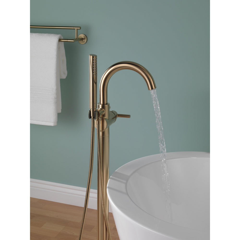 Delta Contemporary Floor Mount Tub Filler Trim with Hand Shower - T4759