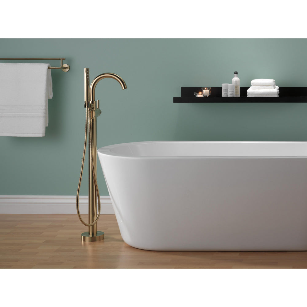 Delta Contemporary Floor Mount Tub Filler Trim with Hand Shower - T4759