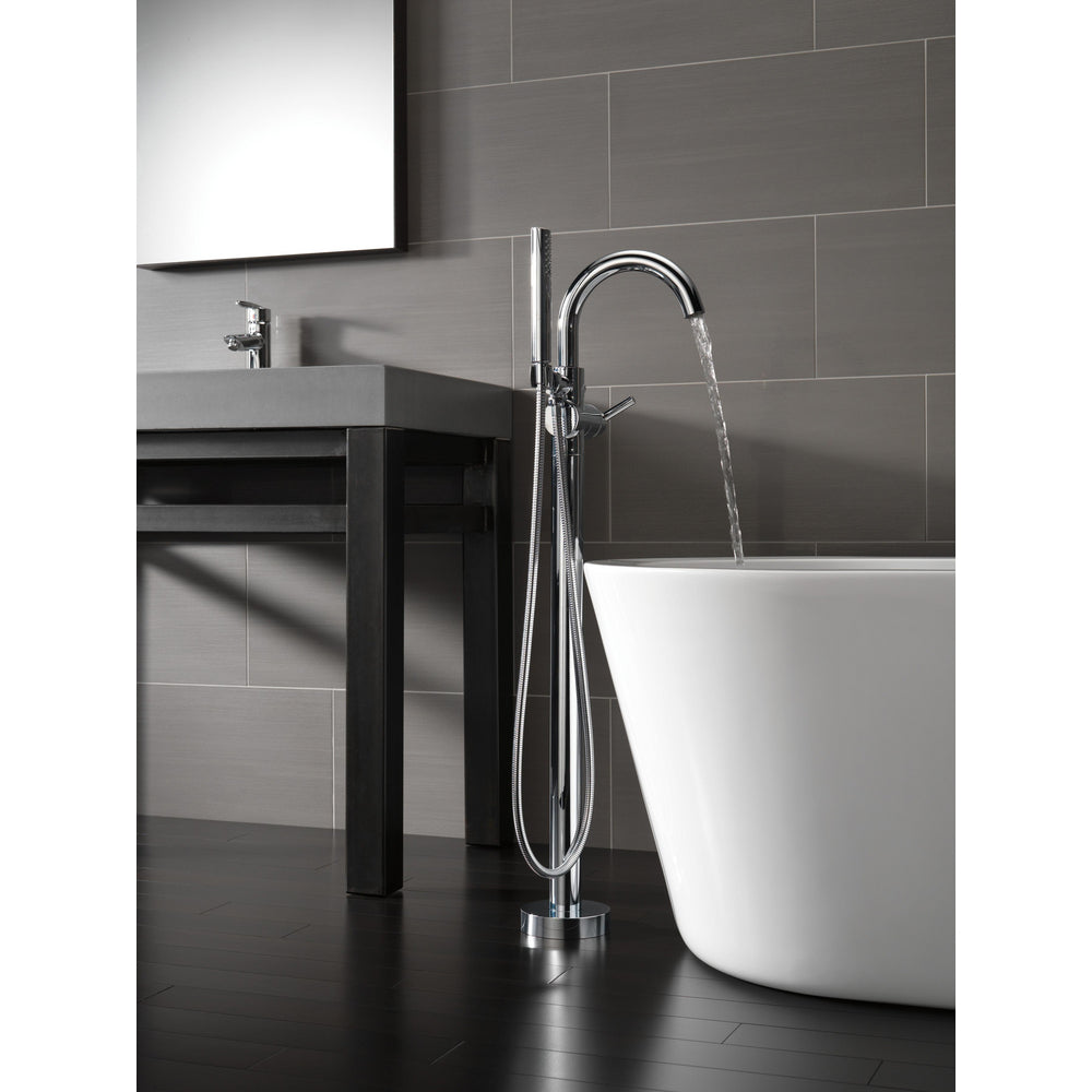 Delta Contemporary Floor Mount Tub Filler Trim with Hand Shower - T4759